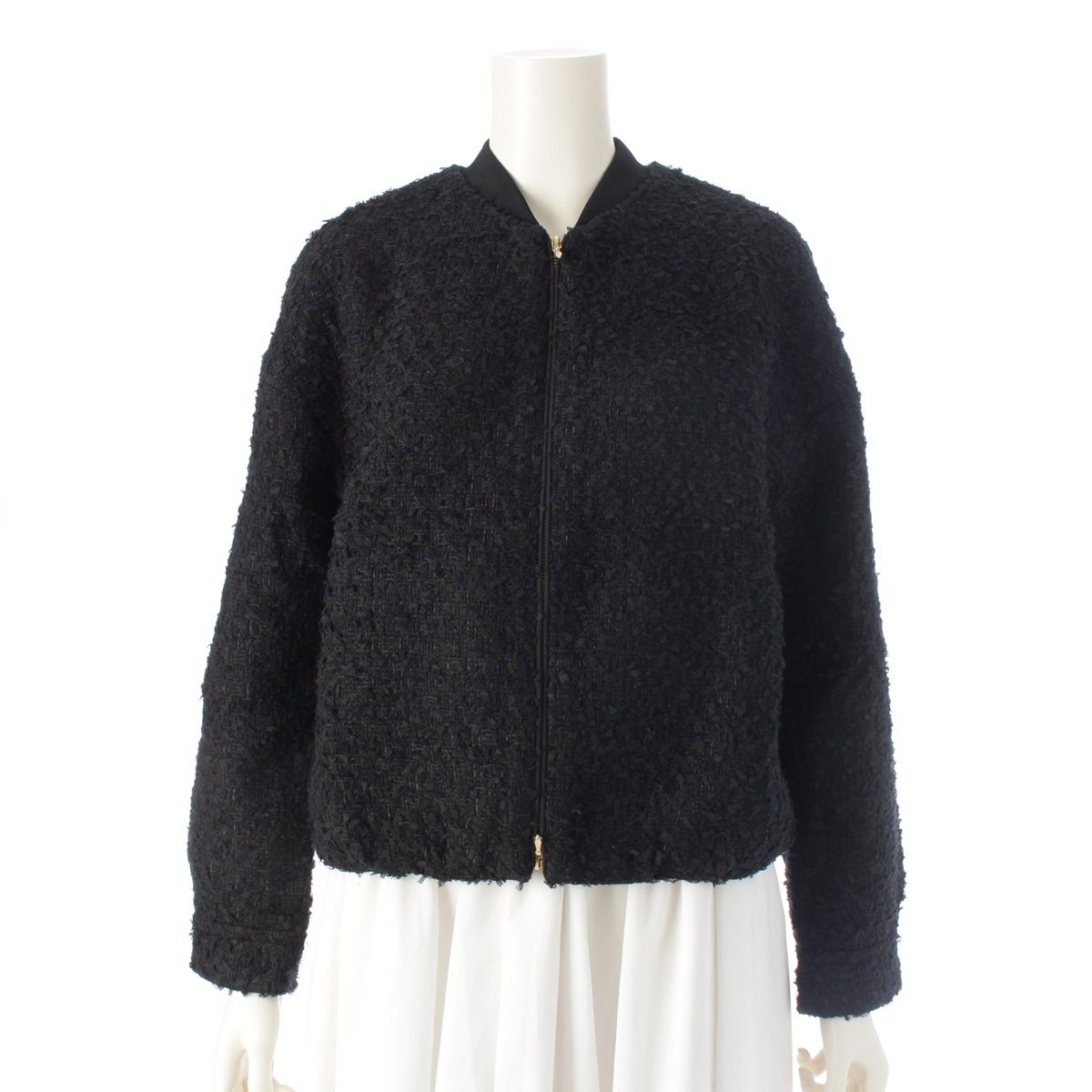 ドゥロワー 24 SS RESORT 1 ツイード ファンシー ジップアップ ブルゾン ジャケット 6522 299 0865 ブラック 36