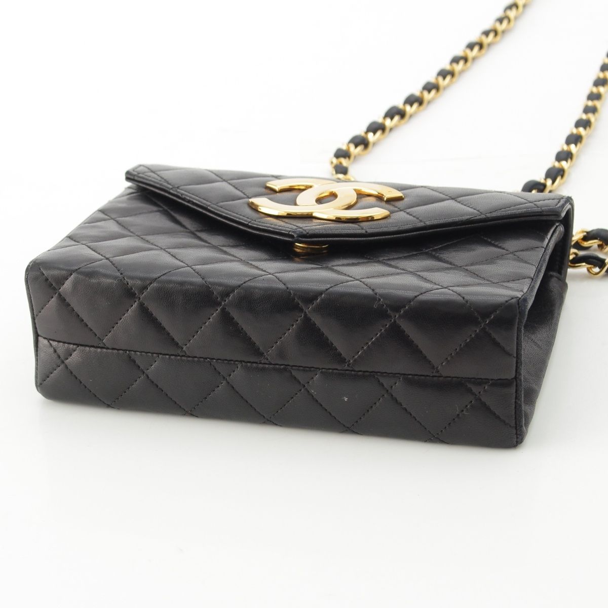 シャネル ラムスキン デカココ チェーン ショルダーバッグ ブラック
