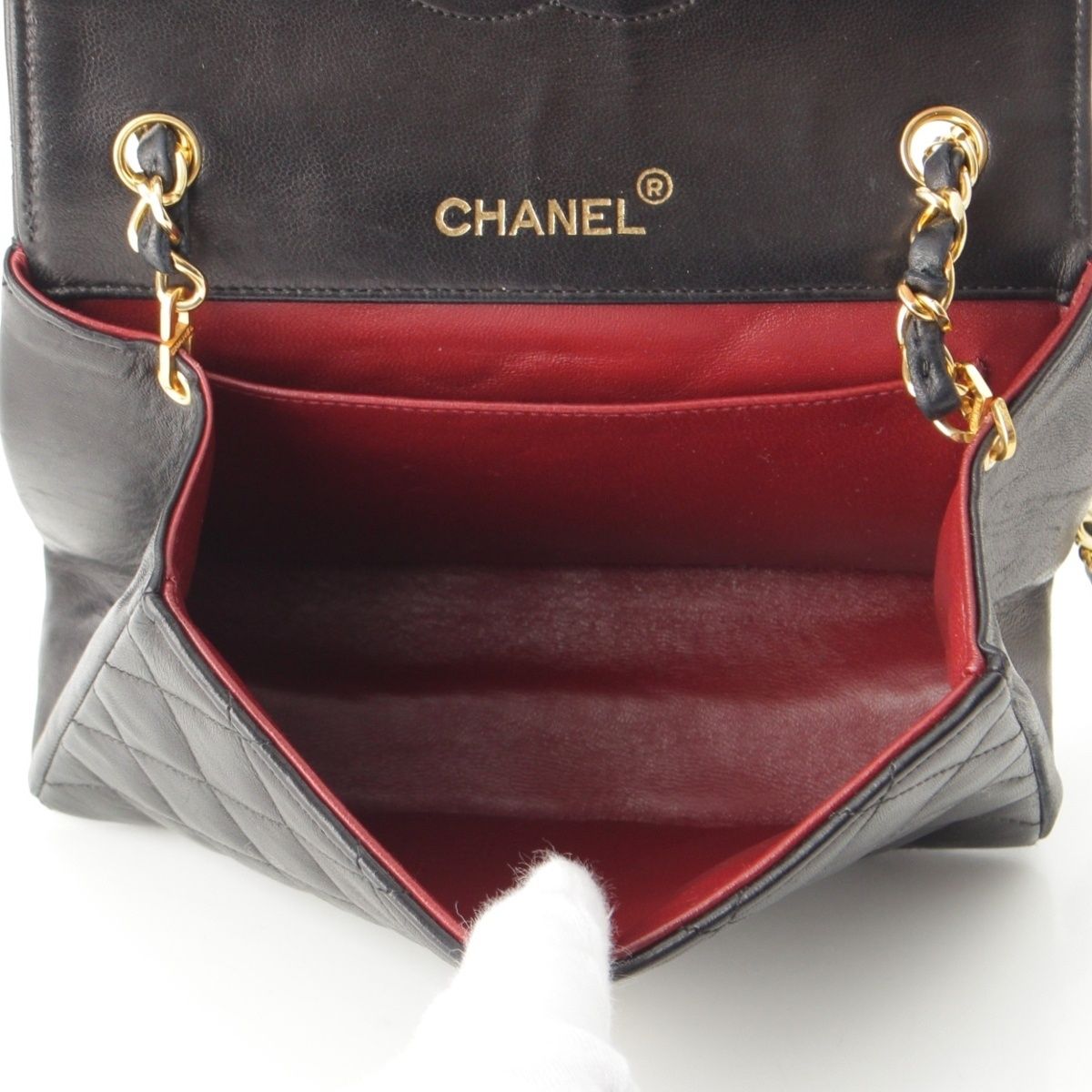 シャネル ラムスキン デカココ チェーン ショルダーバッグ ブラック