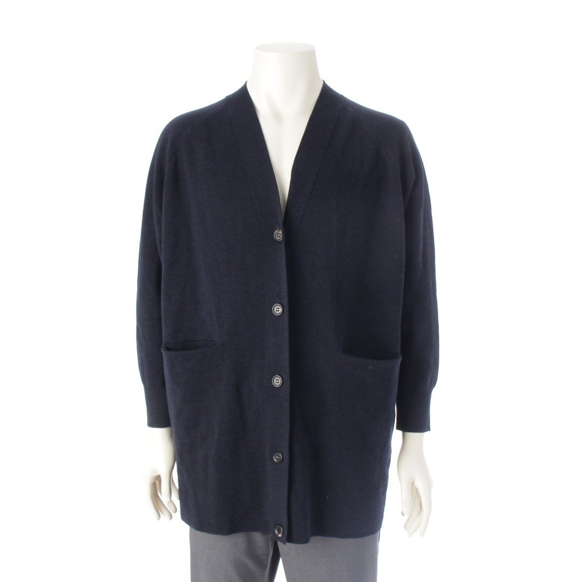 エブール ウール ライトウール ミラノニット カーディガン ネイビー 38