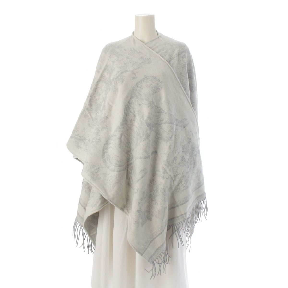 クリスチャンディオール カシミヤ トワル ドゥ ジュイ ケープ ポンチョ グレー U