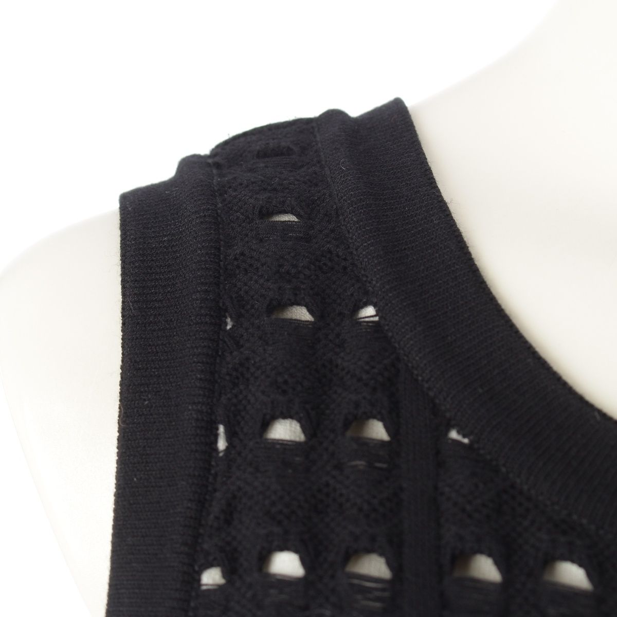 シャネル パンチング ノースリーブ ニット ワンピース P43418 ブラック