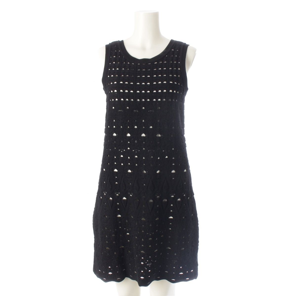 シャネル パンチング ノースリーブ ニット ワンピース P43418 ブラック