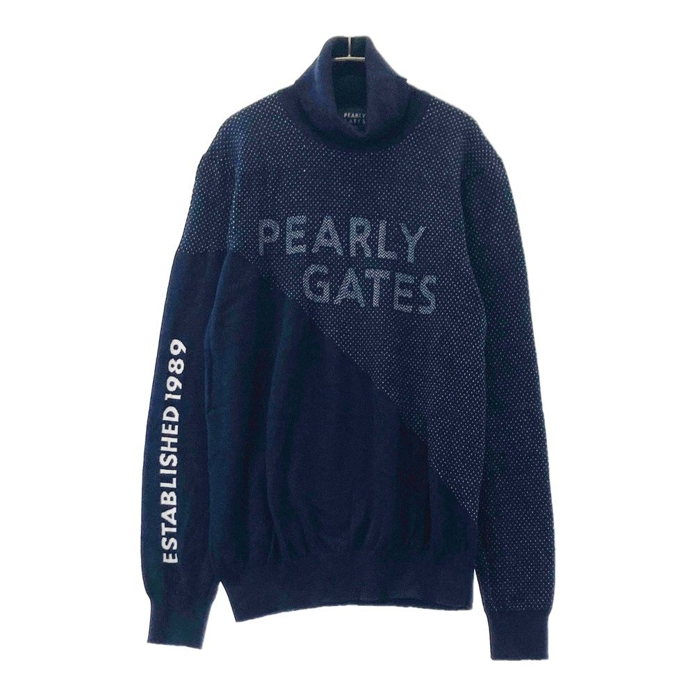 サイズ 4 PEARLY GATES パーリーゲイツ 2025年 タートル ニット セーター ネイビー系 ゴルフウェア メンズ ストスト
