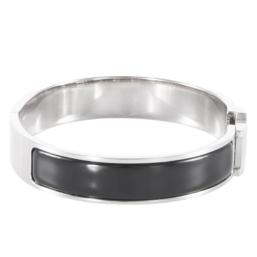 エルメス　HERMES　シルバー　黒　ロケ　バングル HERMES（エルメス） ブレスレット バングル クリックH ブラック