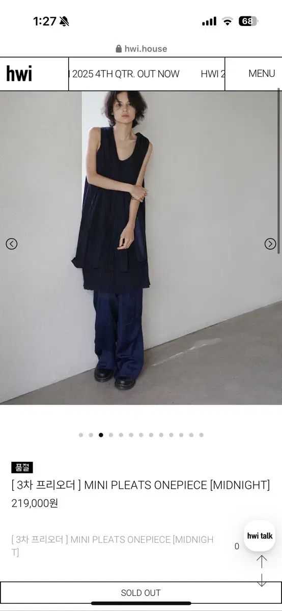 휘 ONE PIECE Hwi MINI PLEATS ONEPIECE MIDNIGHT