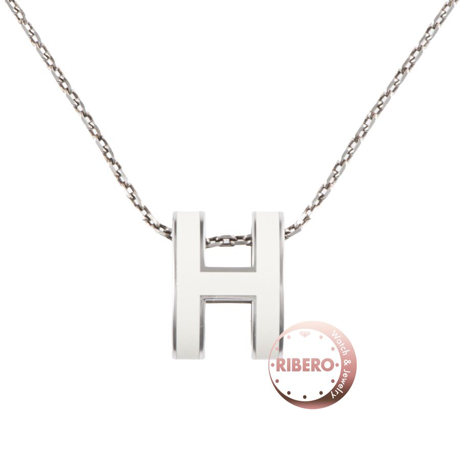 HERMES エルメス ポップH ポップアッシュ ネックレス POP H ペンダント シルバー ホワイト