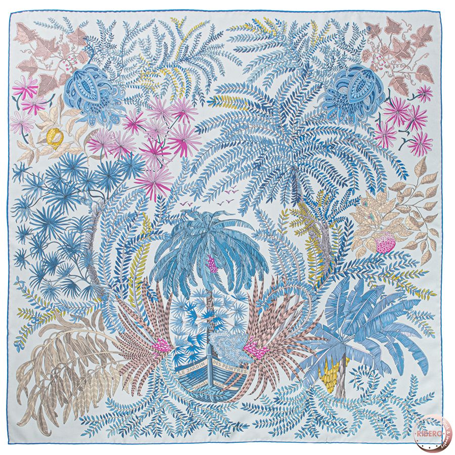 HERMES エルメス Carre 90 Double Face Le Jardin des Peintres カレ ダブルフェイス 画家たちの庭 903908 S 02 スカーフ 2025 SS ブルー ピンク