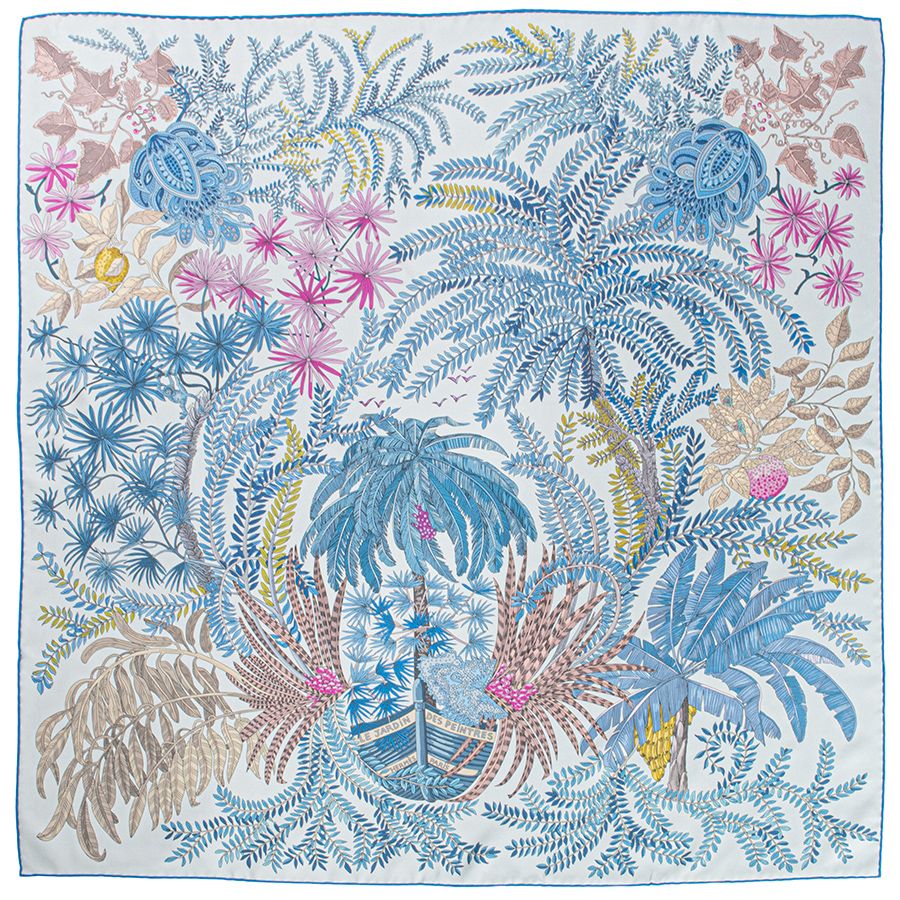 HERMES エルメス Carre 90 Double Face Le Jardin des Peintres カレ ダブルフェイス 画家たちの庭 903908 S 02 スカーフ 2025 SS ブルー ピンク
