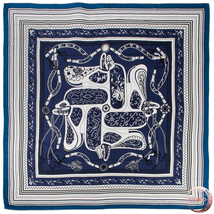 HERMES エルメス カレジェアン Festival des es Bandana アマゾンの祭典 244217 S 04 スカーフ ショール ストール カレ140 カシシル ネイビー ベージュ