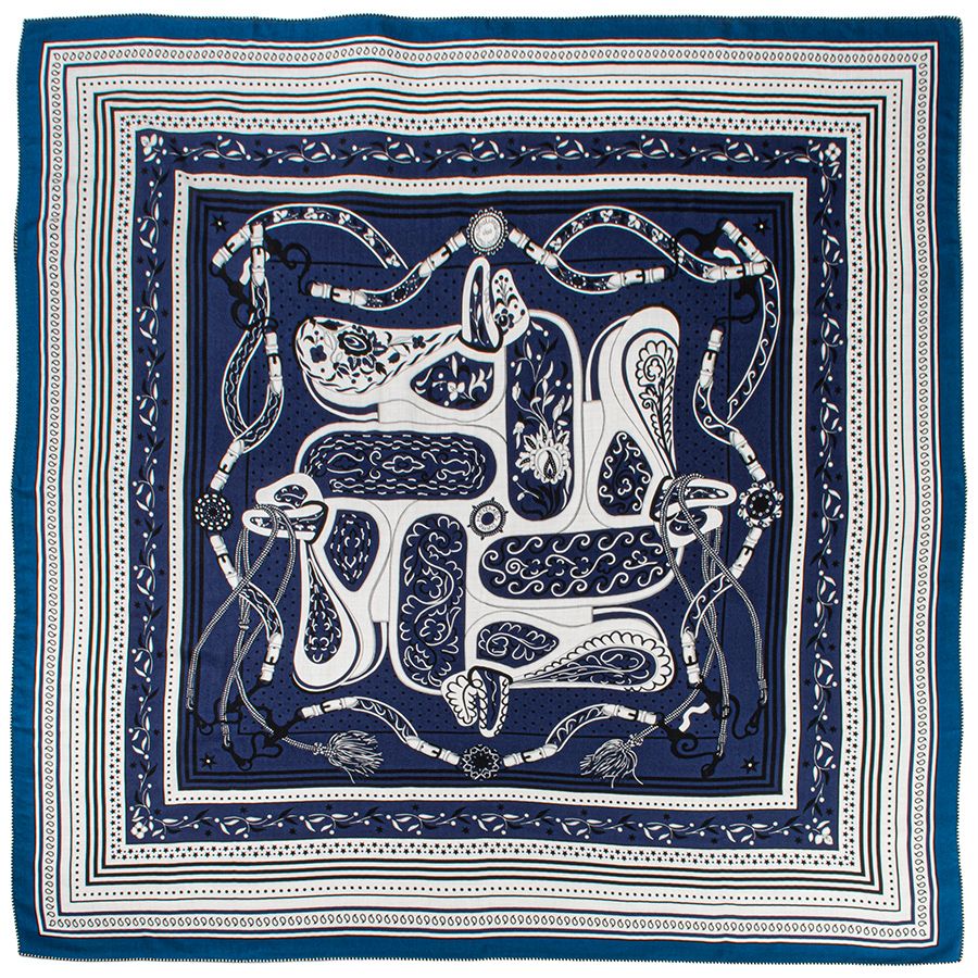 HERMES エルメス カレジェアン Festival des es Bandana アマゾンの祭典 244217 S 04 スカーフ ショール ストール カレ140 カシシル ネイビー ベージュ