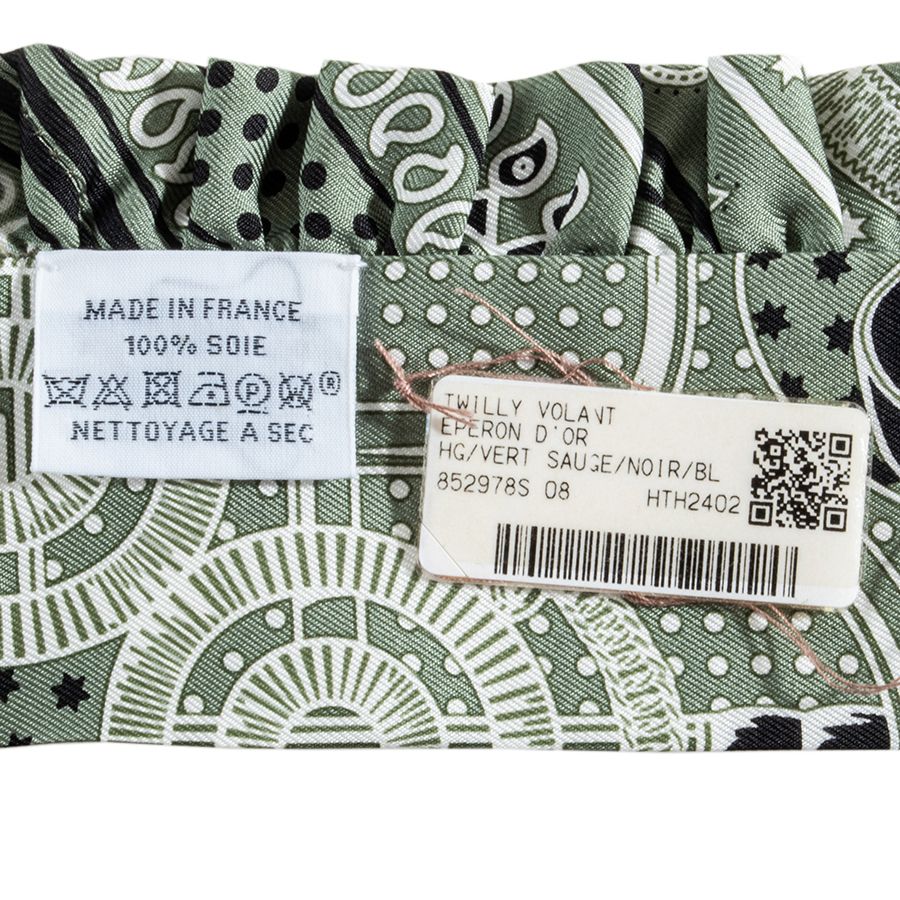  HERMES エルメス Eperon d Or Bandana エプロン ドール バンダナ 852978 S 08 ツイリー スカーフ 2025 SS グリーン ホワイト バンダナ スカーフ 小物