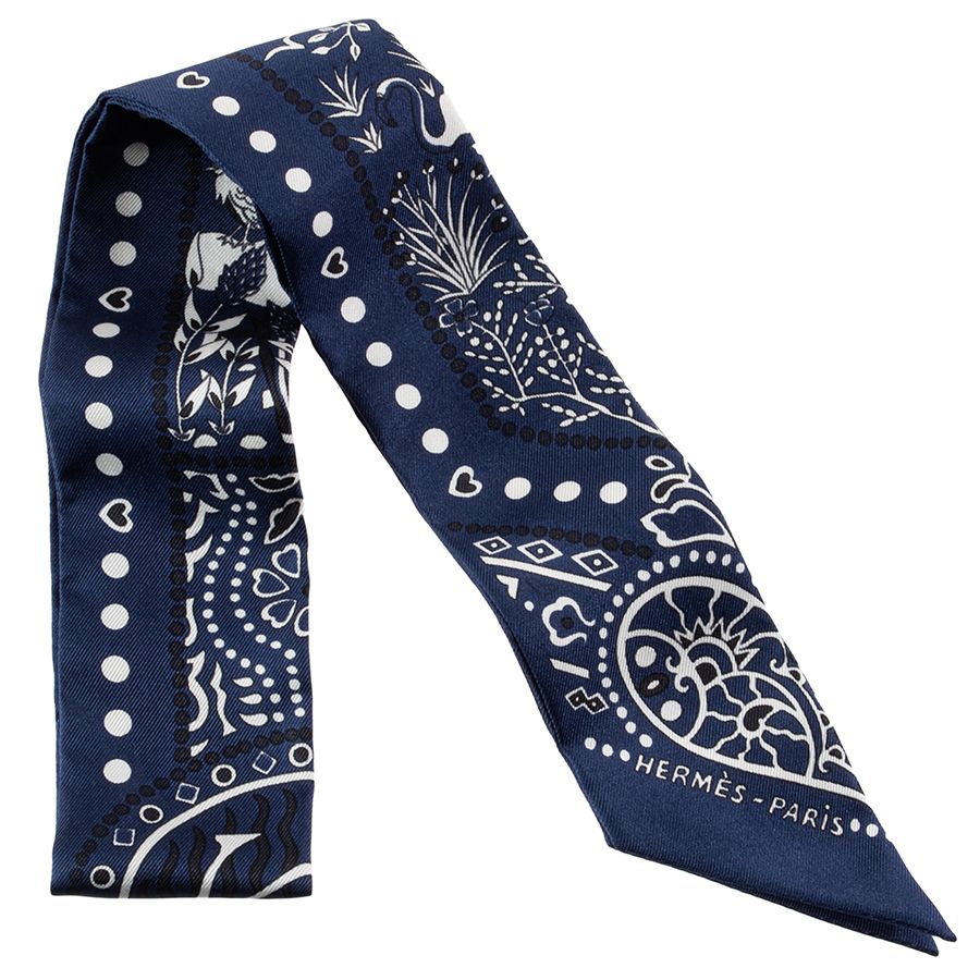 HERMES エルメス Entre Ciel et mer Bandana 空と海の間 バンダナ 063017 S 01 ツイリー 2018 AW スカーフ ネイビー ホワイト