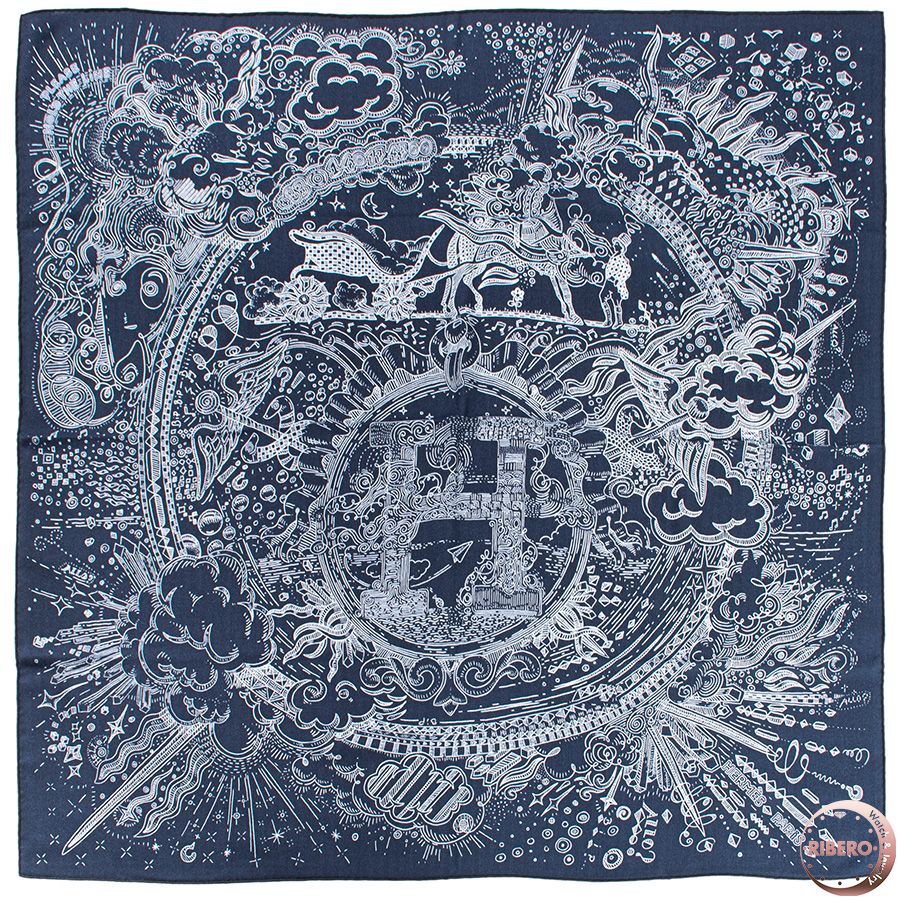 HERMES エルメス カレ100 Please H The Line プリーズ ホールド ザ ライン 104187 T 12 スカーフ 2025 SS ネイビー ホワイト