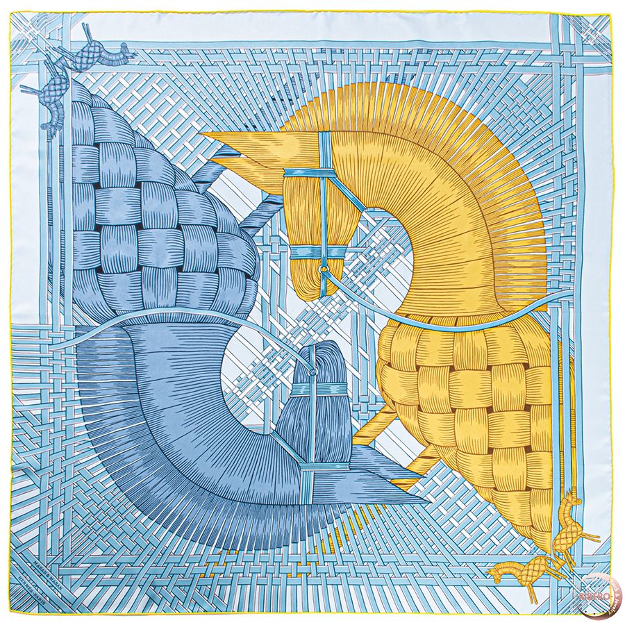 HERMES エルメス カレ90 Masan マサン 003684 S 16 スカーフ 2021 AW ブルー イエロー