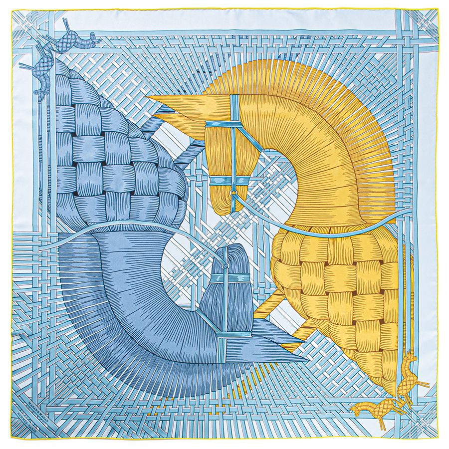 HERMES エルメス カレ90 Masan マサン 003684 S 16 スカーフ 2021 AW ブルー イエロー