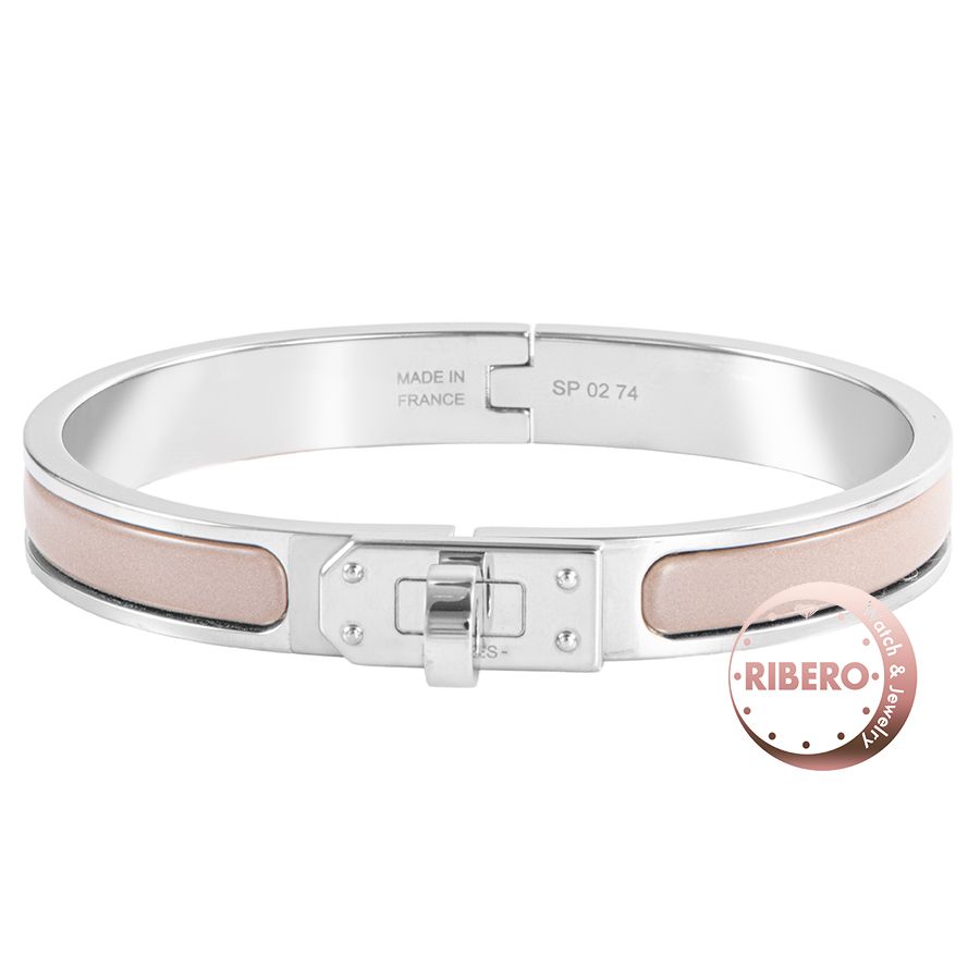 HERMES エルメス エナメル ブレスレット ミニ クリック ケリー ベージュ シルバー