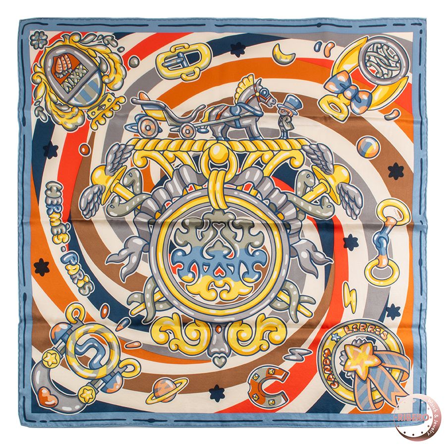 HERMES エルメス カレ70 Candy Libris キャンディー リブリス 942669 S 02 スカーフ ブルー マルチカラー