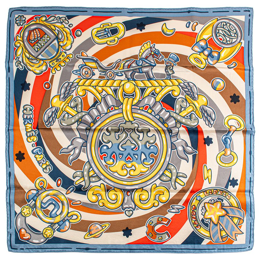 HERMES エルメス カレ70 Candy Libris キャンディー リブリス 942669 S 02 スカーフ ブルー マルチカラー