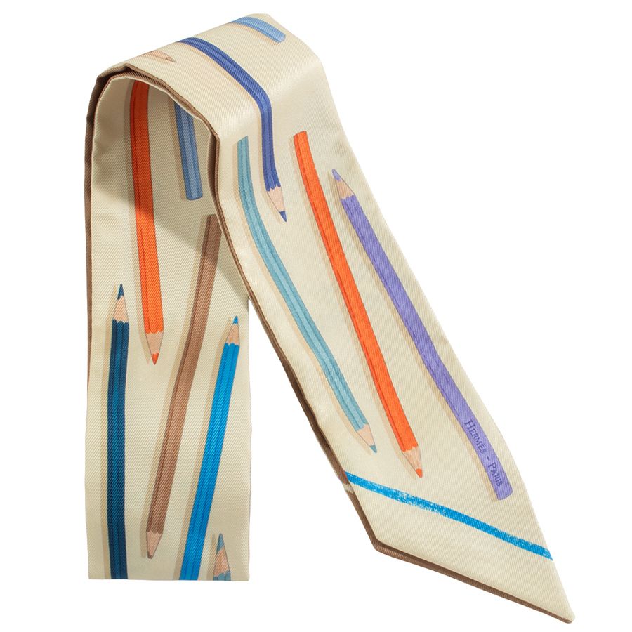 HERMES エルメス A Vos Crayons さあ色鉛筆を出して! 064221 S 06 ツイリー スカーフ ベージュ マルチカラー