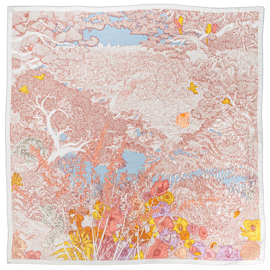 HERMES エルメス カレジェアン Retour a la Nature 自然回帰 243854 S 11 スカーフ ストール ショール カレ140 レッド マルチカラー