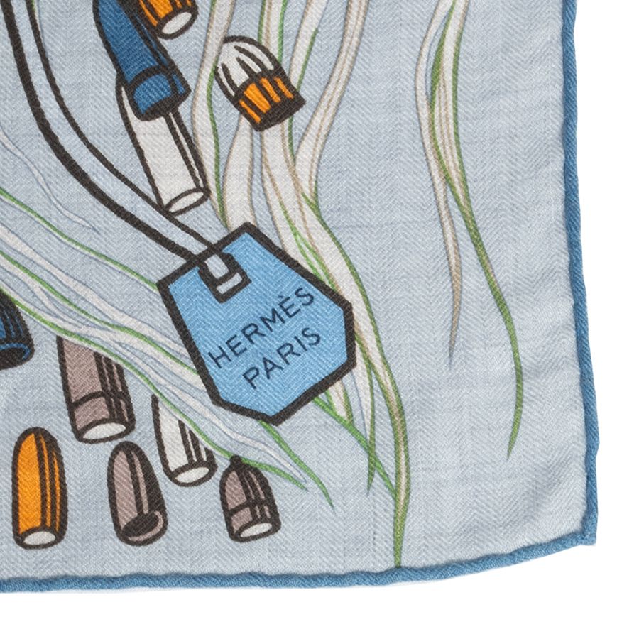  HERMES エルメス カレ 100 Wild Rhythm ワイルド リズム 104000 T 05 スカーフ 2025 AW ブルー グレー バンダナ スカーフ 小物