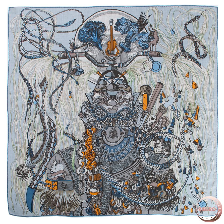 HERMES エルメス カレ 100 Wild Rhythm ワイルド リズム 104000 T 05 スカーフ 2025 AW ブルー グレー