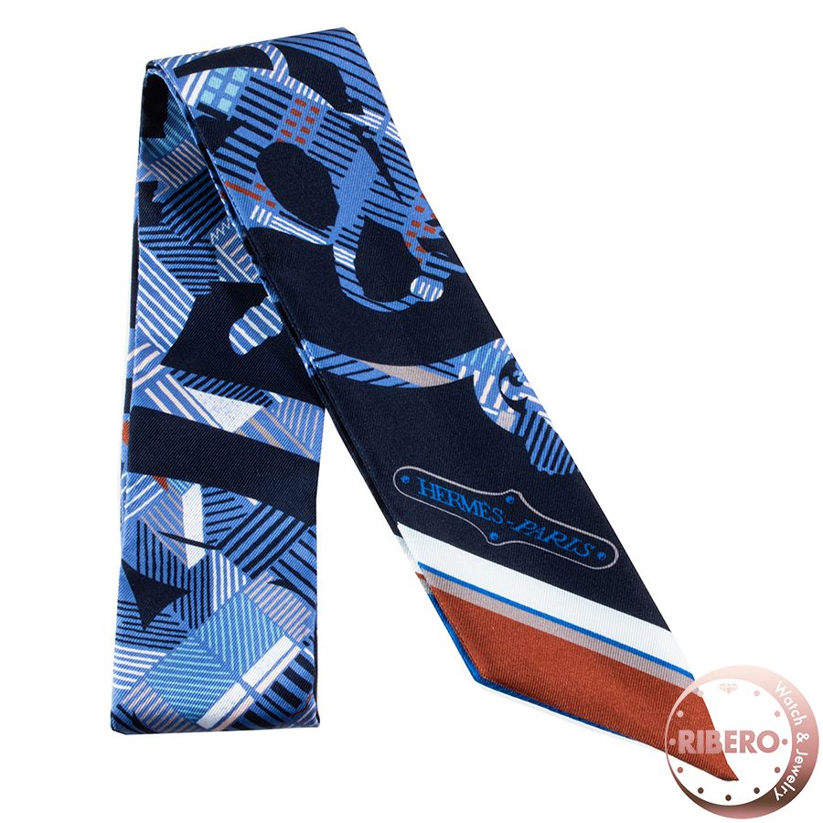 HERMES エルメス Cavalcadour Morning カヴァルカドゥール モーニング 063142 S 08 ツイリー スカーフ 2018 SS ネイビー ブルー