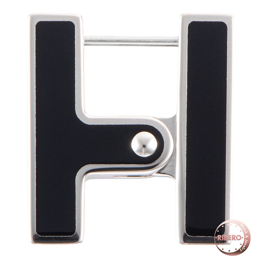 HERMES エルメス シングルピアス H ピアス ブラック シルバー【中古