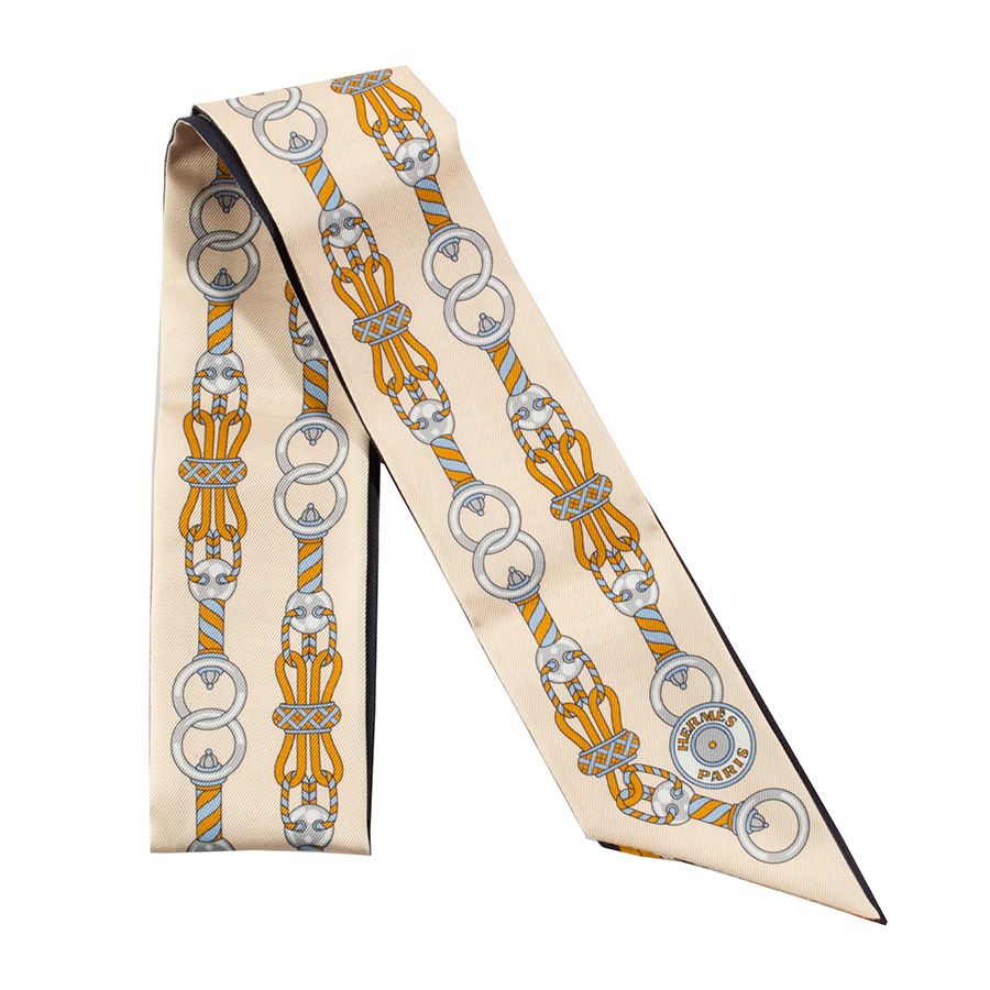 HERMES エルメス Harnais en Rosace ハーネスの薔薇窓 063853 S 06 ツイリー 2025 AW スカーフ ホワイト ネイビー