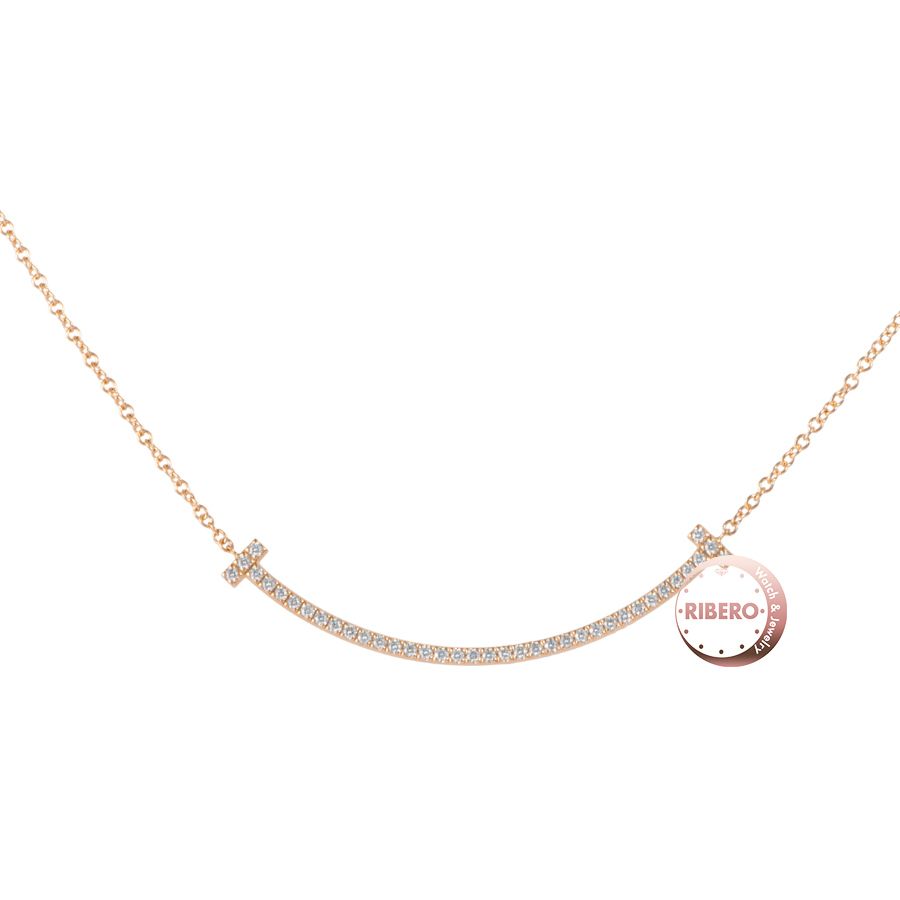 TIFFANY Co ティファニー Tスマイル ペンダント スモール ネックレス ダイヤモンド ピンク ゴールド