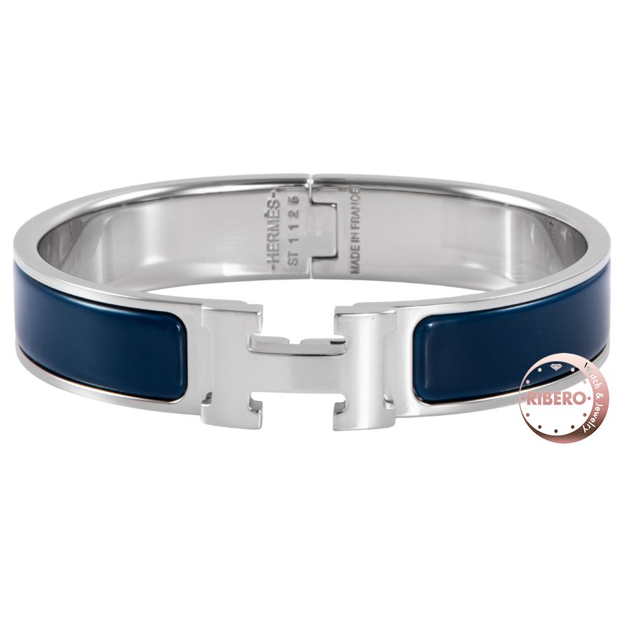 HERMES エルメス エナメルブレスレット クリックH バングル シルバー