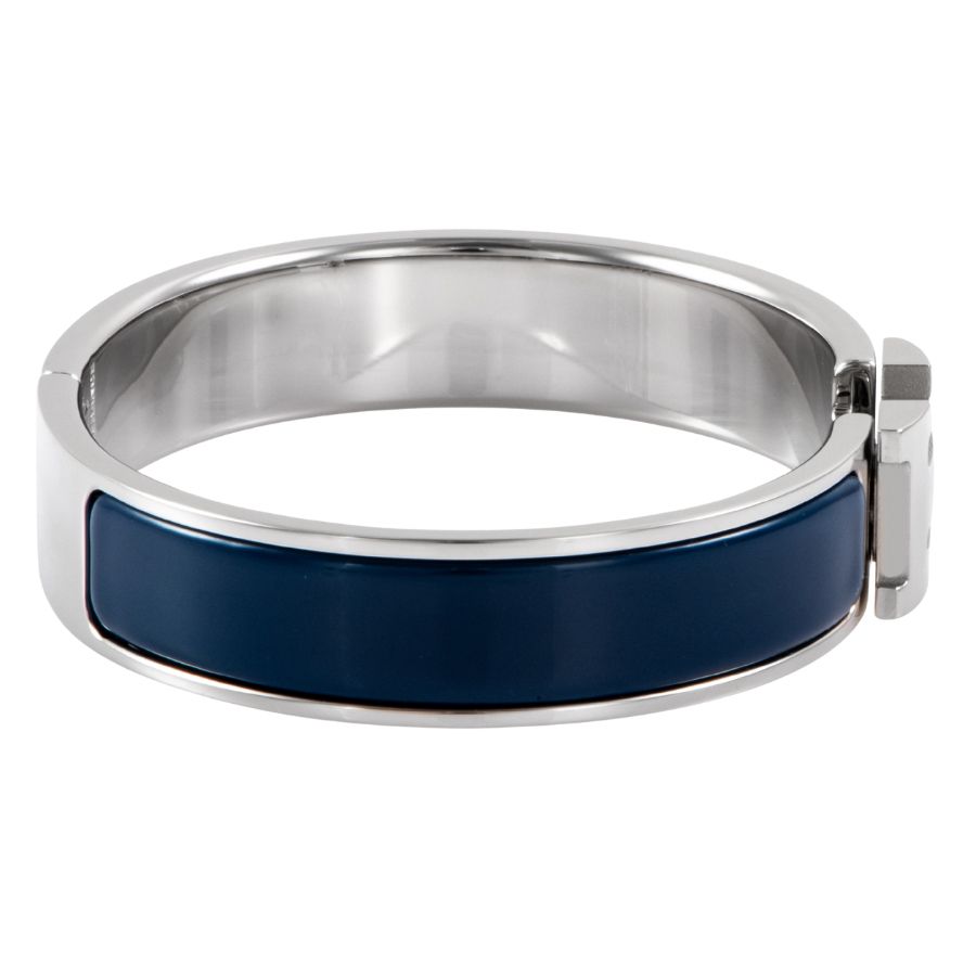 【値下げ】HERMES ネイビー エナメルバングル HERMES エルメス エナメルブレスレット クリックH バングル シルバー