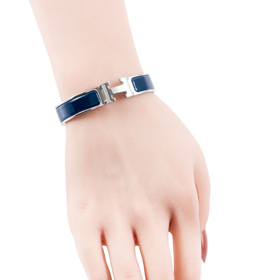 HERMES エルメス エナメルブレスレット クリックH バングル シルバー