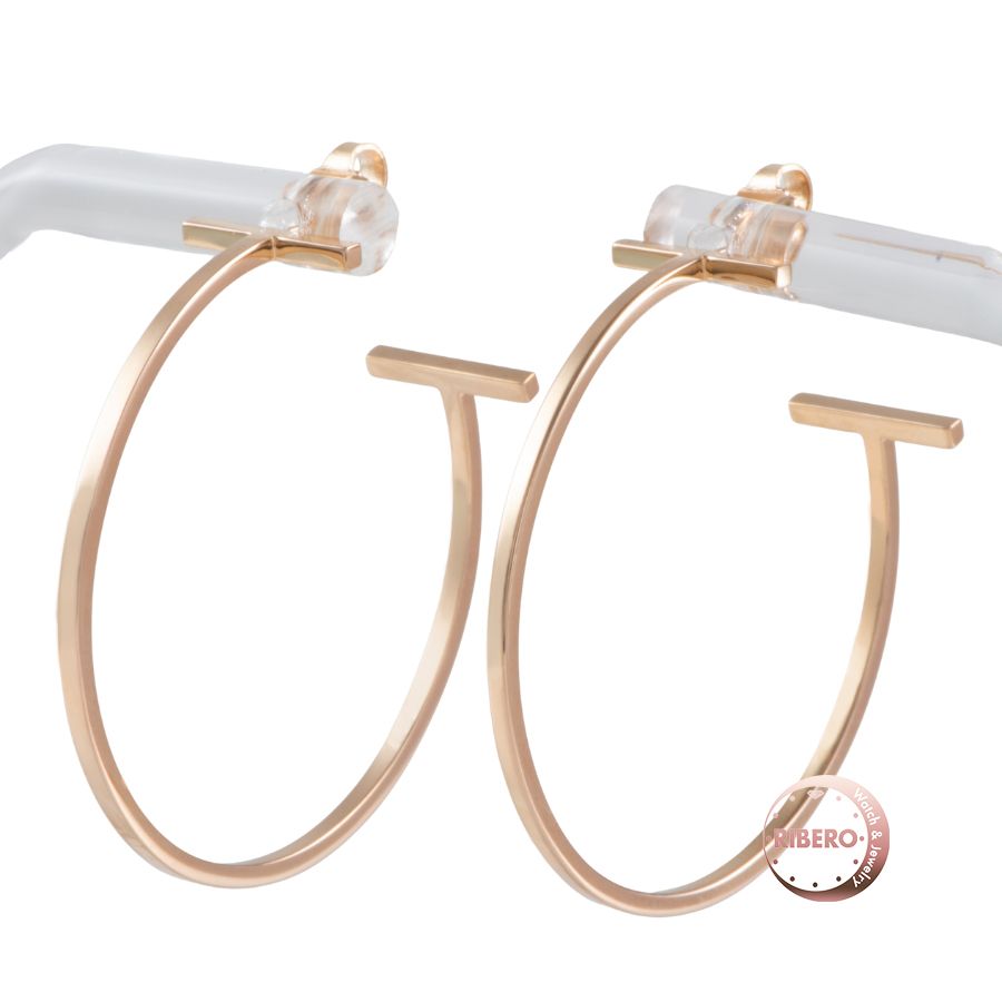 TIFFANY Co ティファニー T ワイヤー フープ ピアス ピンク ゴールド