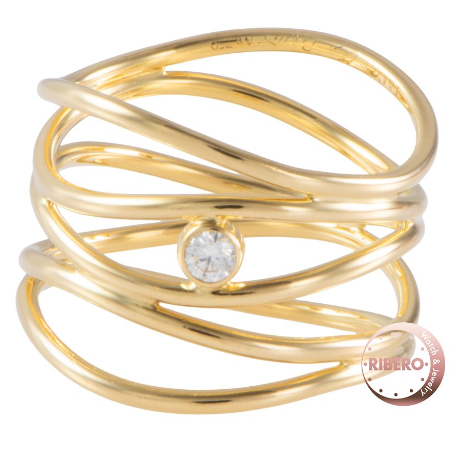 TIFFANY Co ティファニー エルサ ペレッティ ウェーブ 5ロウ ダイヤモンド リング 指輪 10号 ゴールド