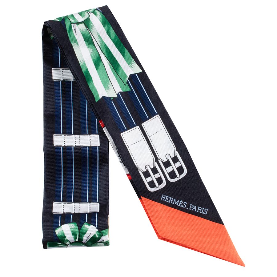 HERMES エルメス Jumping ジャンピング 061526 S 06 ツイリー スカーフ 2021 AW ブラック グリーン ♥