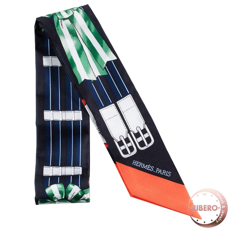 HERMES エルメス Jumping ジャンピング 061526 S 06 ツイリー スカーフ 2021 AW ブラック グリーン ♥