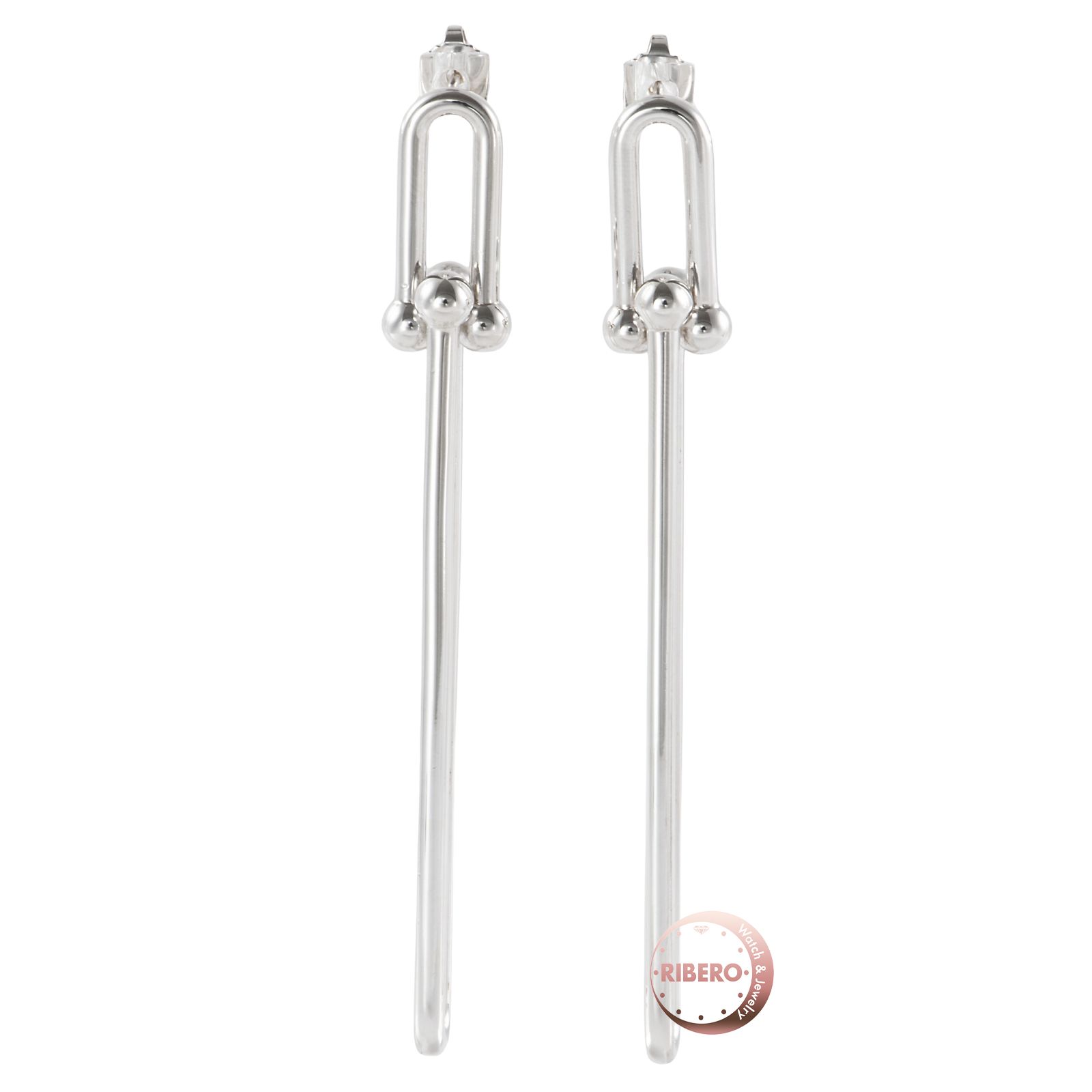 TIFFANY Co ティファニー ハードウェア ダブルロング リンク ピアス シルバー