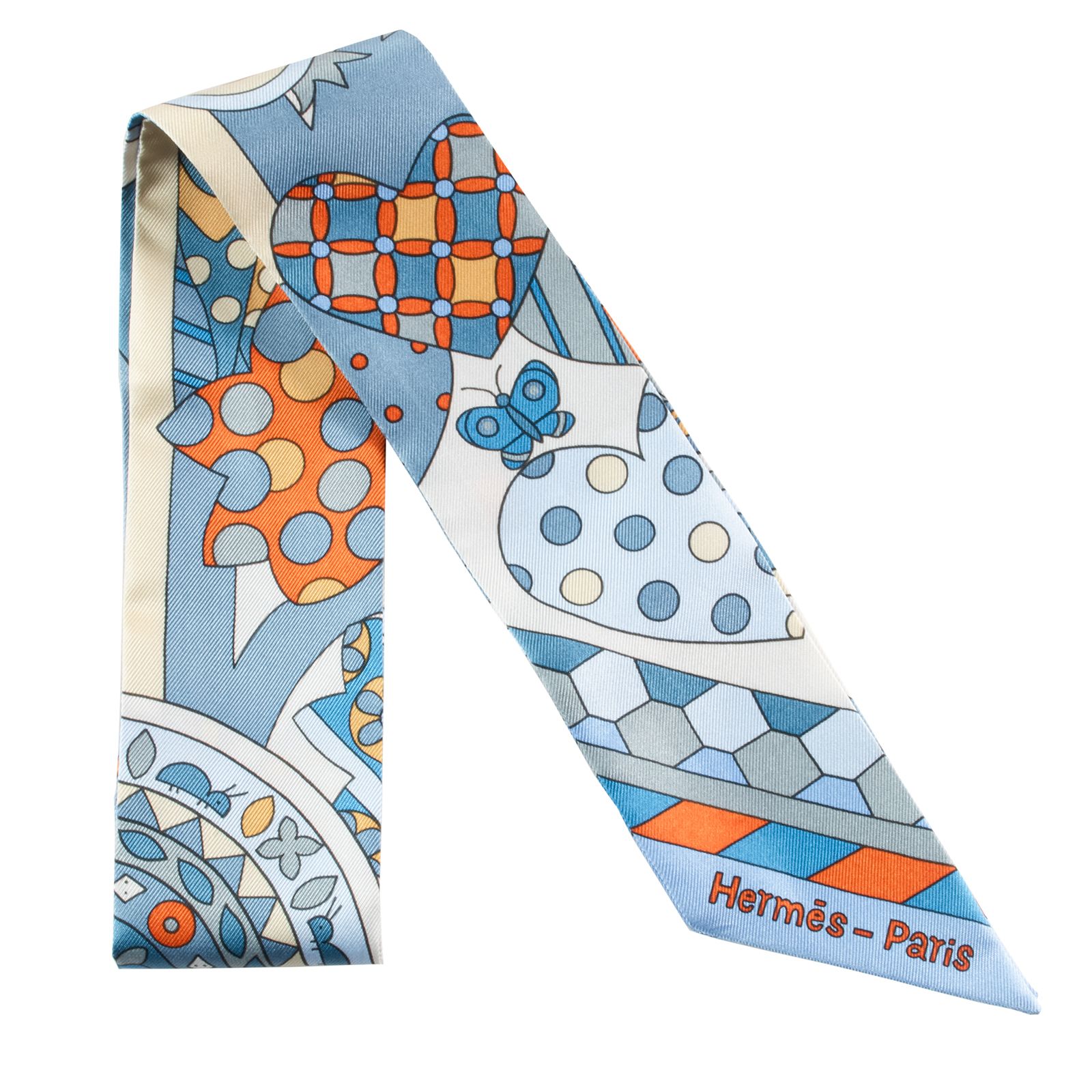 HERMES エルメス Les Murmures de la Foret 森のささやき 063005 S 06 ツイリー スカーフ 2025 SS ブルー オレンジ