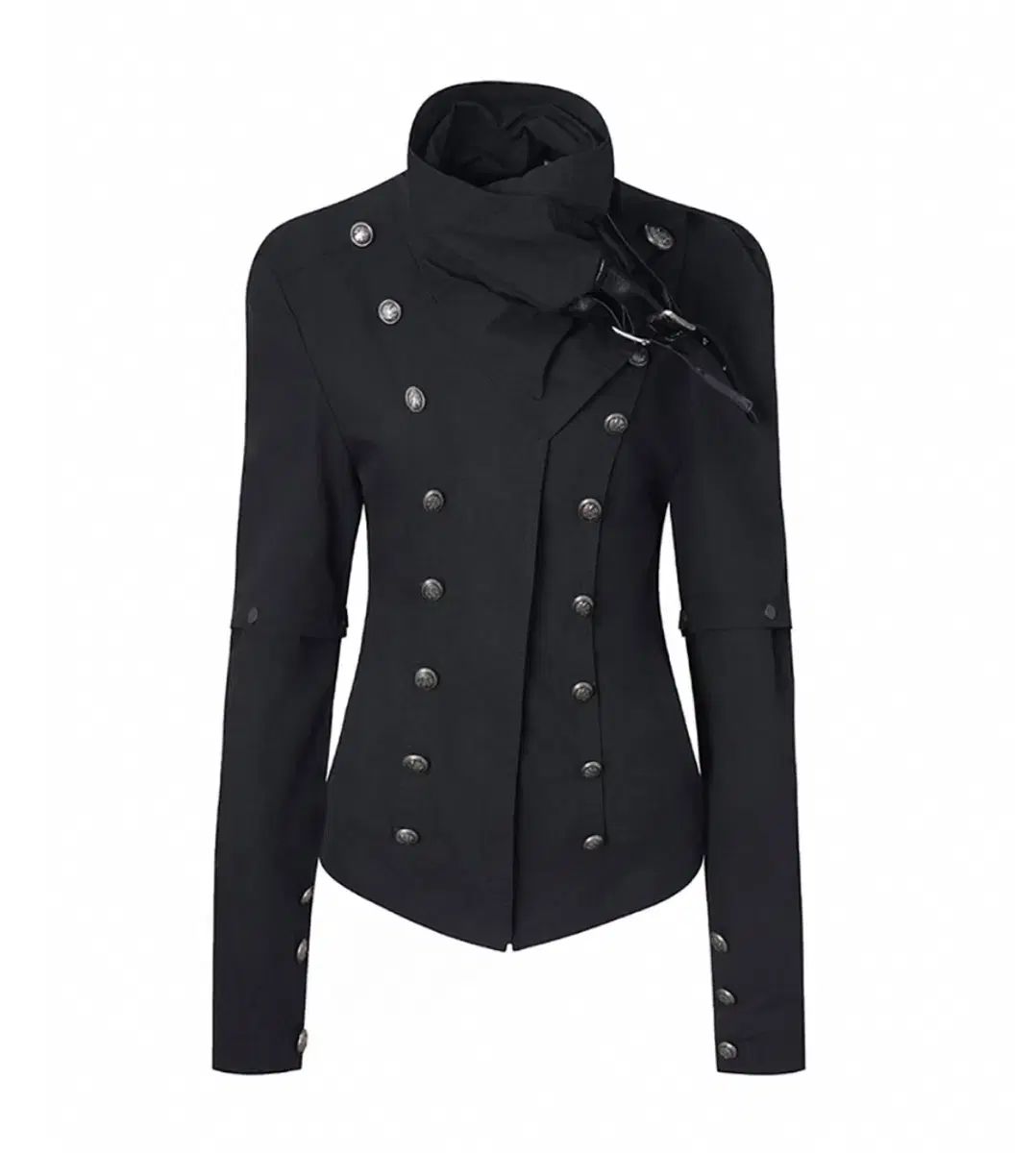 ハイネックメタルボタンジャケット ゴスパンクヘルムート ラング ロックシーク ダークウェア ナポレオン リックオウエンス ボヘミアンソウル