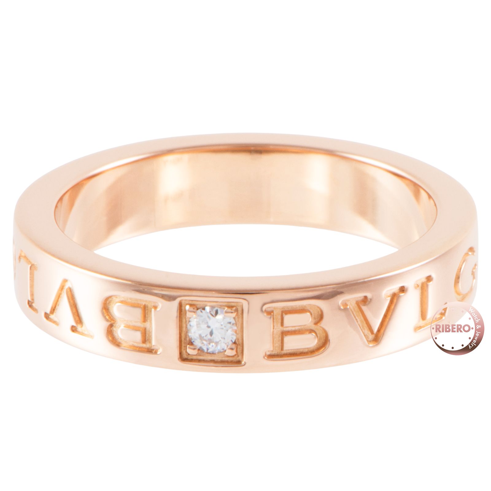 BVLGARI ブルガリ ダブルロゴ 1 Pダイヤモンド リング 指輪 ビー ゼロワン 12号 ピンク ゴールド