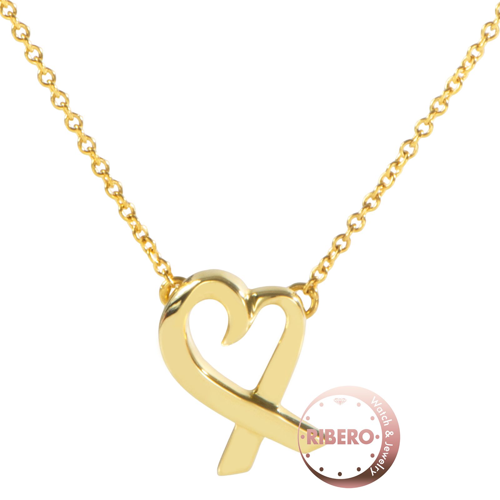 TIFFANY Co ティファニー ラビング ハート ペンダント ネックレス ゴールド