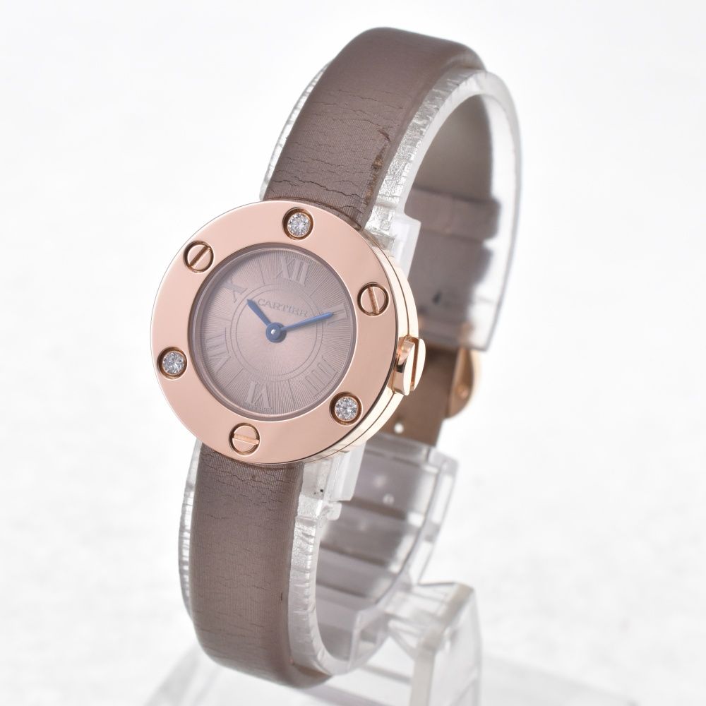 カルティエ CARTIER ラブウォッチ K 18 PG 3 Pダイヤモンド クォーツ レディース 内 き G 142258