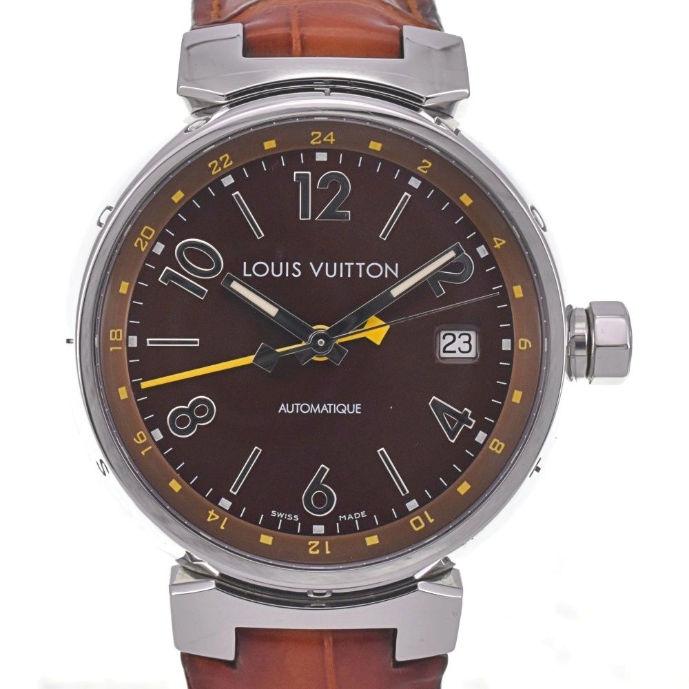 ルイ ヴィトン LOUIS VUITTON Q 1130 タンブール GMT デイト 自動巻き メンズ 保証書付き G 142290