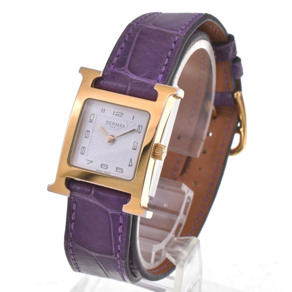 エルメス HERMES HH 1 201 Hウォッチ ドゥブルトゥール クォーツ レディース G 142355