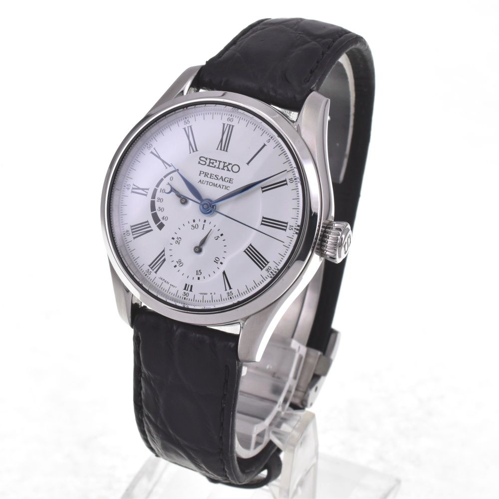 セイコー SEIKO SARW 035 6 R 27 00 L 0 プレザージュ 琺瑯ダイヤル パワーリザーブ デイト メンズ 箱 保証書付き G 142339