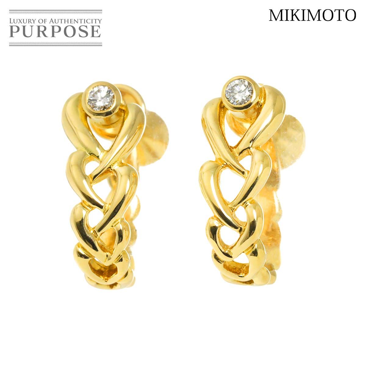 ミキモト ダイヤ イヤリング K 18 YG イエローゴールド 750 Earrings