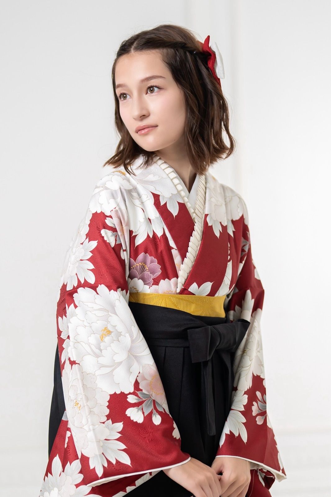  卒業式 二尺袖着物 赤 牡丹 モダン 袴 袴 着物 浴衣