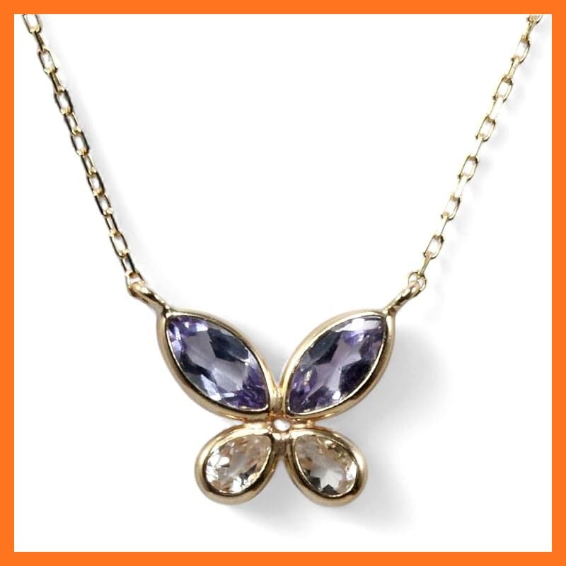 あなたと私の宝石箱 K 10 10金 バタフライネックレスペンダント タンザナイト ホワイトトパーズ